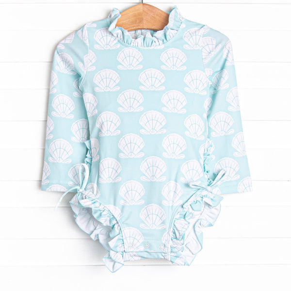 Shell Of A Time Long Sleeve One Piece Rash Guard, Green