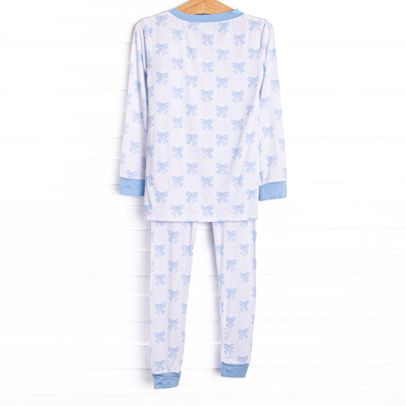 Bows of Blue Bamboo Pajama Set, Blue