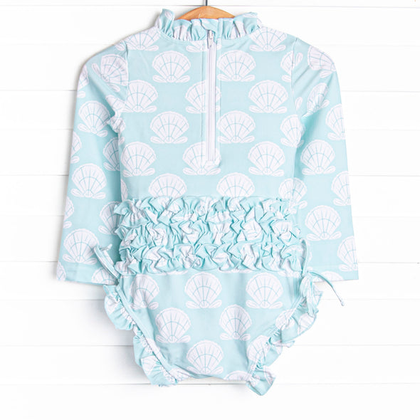 Shell Of A Time Long Sleeve One Piece Rash Guard, Green