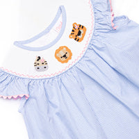 Savanna Stripes Smocked Girl Bubble, Blue