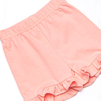 Alana Ruffle Short Set, Peach and Aqua Stripe