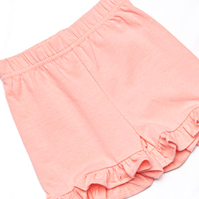 Alana Ruffle Short Set, Peach and Aqua Stripe
