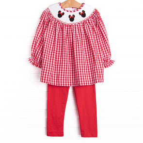 Mousin' Around Smocked Legging Set, Red