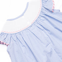 Savanna Stripes Smocked Girl Bubble, Blue