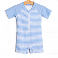 Deep Blue Sea One Piece Rash Guard, Blue