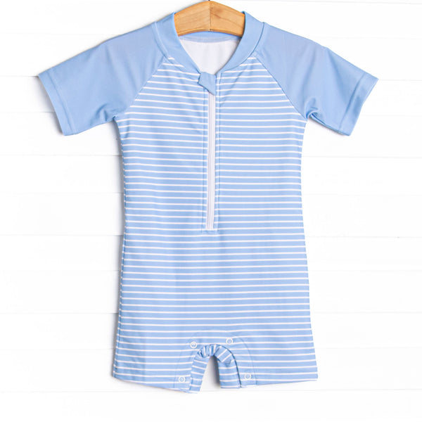 Deep Blue Sea One Piece Rash Guard, Blue