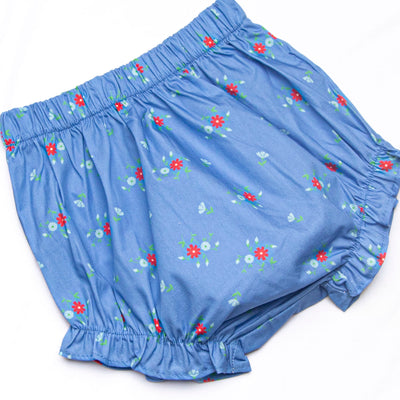 Persian Blue Petals Diaper Set, Blue