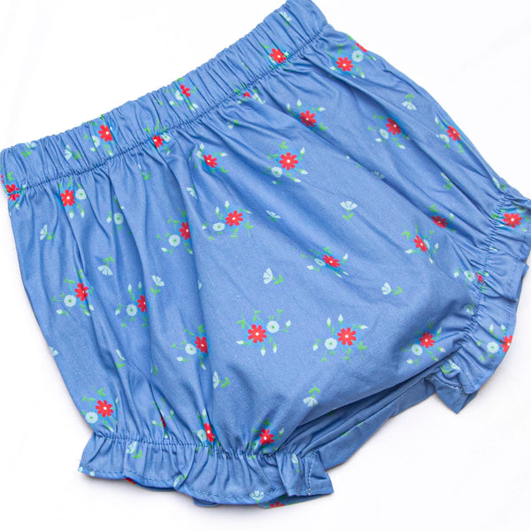 Persian Blue Petals Diaper Set, Blue