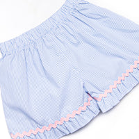 Savanna Stripes Smocked Ruffle Short Set, Blue