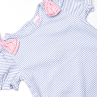 Saddler Pima Ruffle Short Set, Pink and Light Blue Stripe