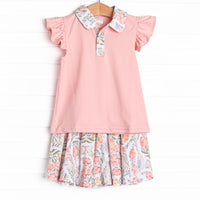 Double Fault Florals Collared Skort Set, Pink