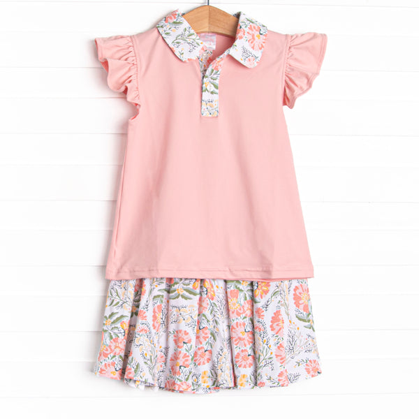 Double Fault Florals Collared Skort Set, Pink