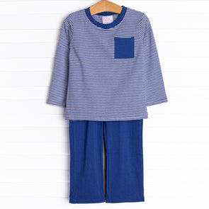Evan Pant Set, Royal Blue Stripe