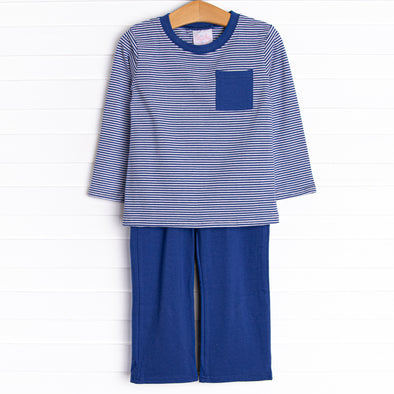 Evan Pant Set, Royal Blue Stripe