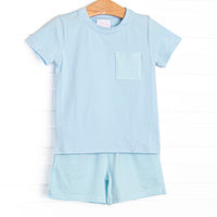 Evan Short Set, Blue and Aqua Stripe
