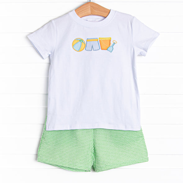Summer in the Sand Applique Short Set, Green