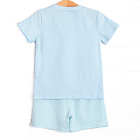 Evan Short Set, Blue and Aqua Stripe