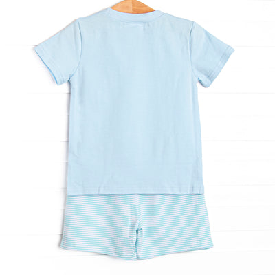 Evan Short Set, Blue and Aqua Stripe