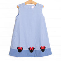 Mouseketeer Magic Applique Dress, Blue Gingham