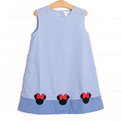Mouseketeer Magic Applique Dress, Blue Gingham