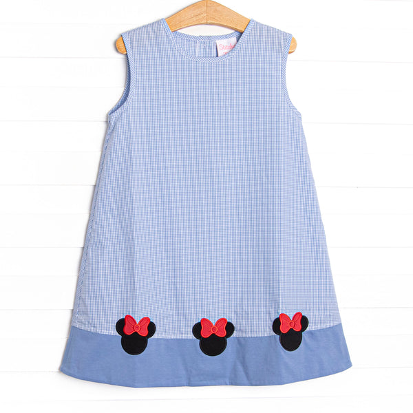 Mouseketeer Magic Applique Dress, Blue Gingham