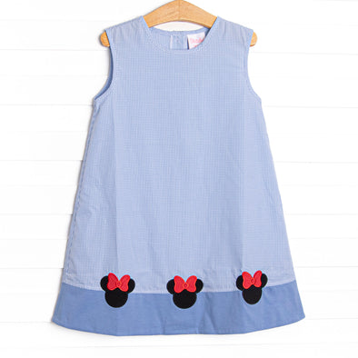 blue minnie mouse dress Girl's Mouseketeer Magic Applique Dress in Blue Gingham size 9M