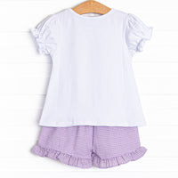 Summer in the Sand Applique Ruffle Short Set, Purple