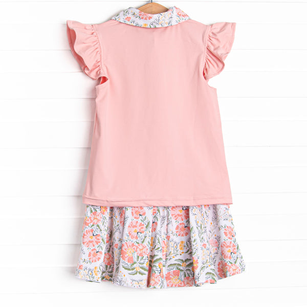 Double Fault Florals Collared Skort Set, Pink