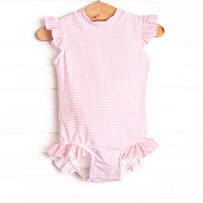 Tickled Pink Gingham One Piece, Pink