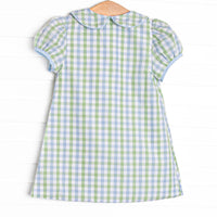 Bleu: Bexley Bay Embroidered Dress, Blue and Green Plaid