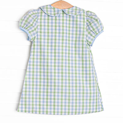 Bleu: Bexley Bay Embroidered Dress, Blue and Green Plaid