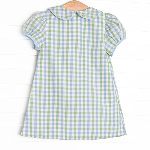Bleu: Bexley Bay Embroidered Dress, Blue and Green Plaid
