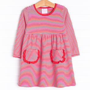 Amelia Dress, Red Stripe