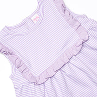 Bea Pima Ruffle Short Set, Purple Stripe