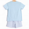 Sea Surfer Applique Short Set, Blue