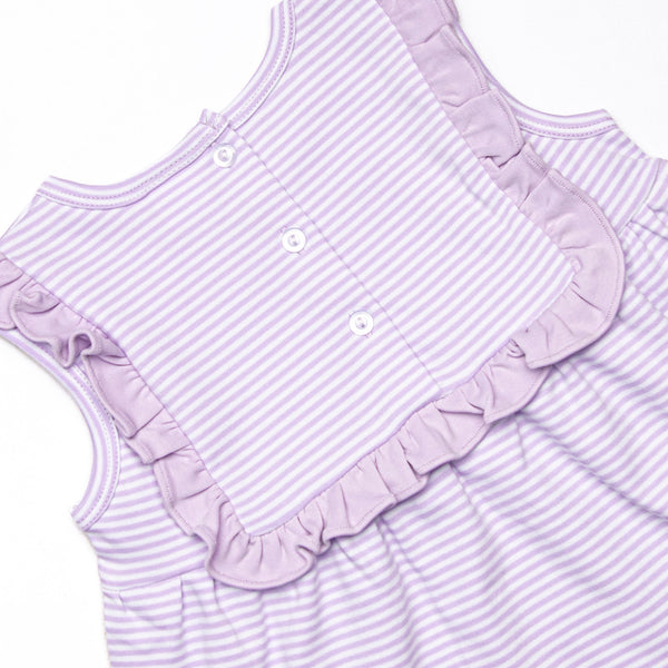 Bea Pima Ruffle Short Set, Purple Stripe