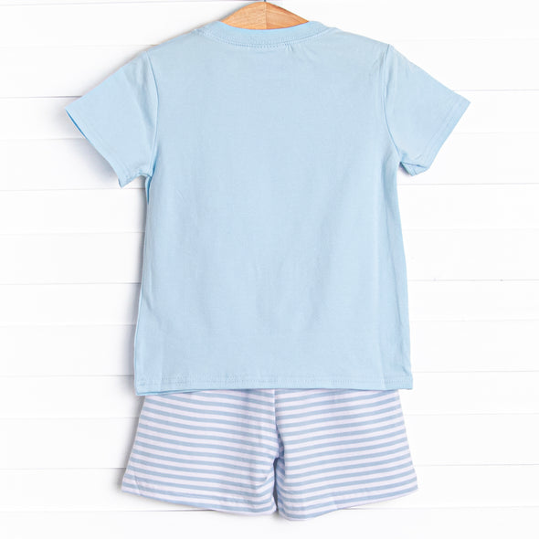 Sea Surfer Applique Short Set, Blue