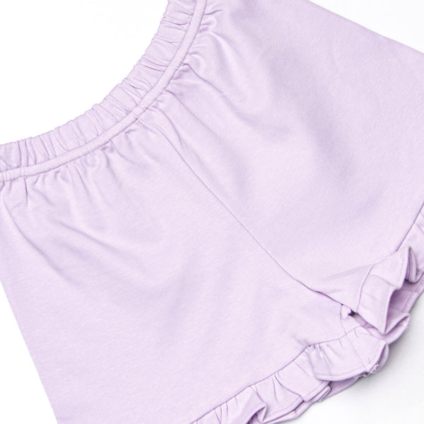 Bea Pima Ruffle Short Set, Purple Stripe
