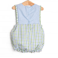 Bleu: Bexley Bay Embroidered Ruffle Bubble, Blue and Green Plaid