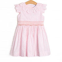 Bleu: Winifred Smocked Scalloped Collar Dress, Pink