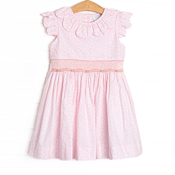 Bleu: Winifred Smocked Scalloped Collar Dress, Pink