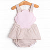 Shelley's Seashells Applique Diaper Set, Tan Seersucker