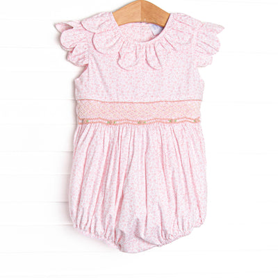 Bleu: Winifred Smocked Scalloped Collar Bubble, Pink