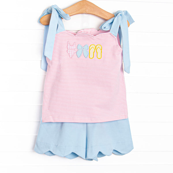 Suit Yourself Applique Short Set, Pink