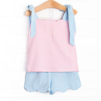 Suit Yourself Applique Short Set, Pink