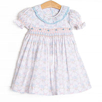 Bleu: Callaway Smocked Dress, Blue