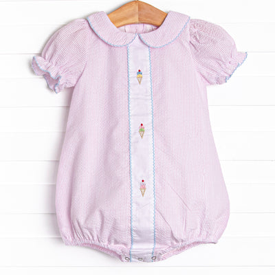 Soft Serve Swirls Embroidered Bubble, Pink