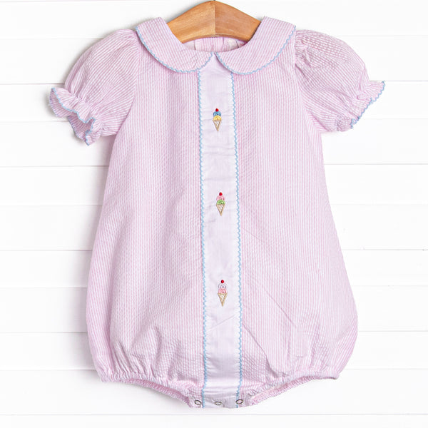 Soft Serve Swirls Embroidered Bubble, Pink