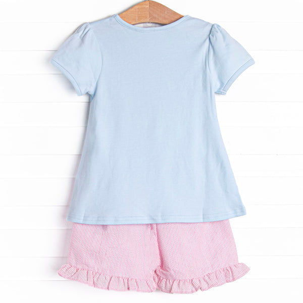 Happy Howls Applique Ruffle Short Set, Pink