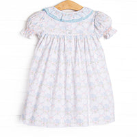 Bleu: Callaway Smocked Dress, Blue
